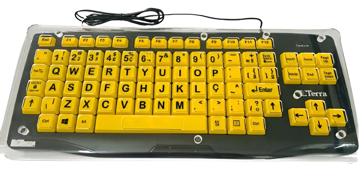 Colmeia acrílica encaixada sobre o teclado expandido Terra Eletrônica